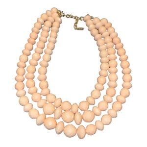 Sugarfix by Bauble Bar Triple Strand Peach Faceted Bead Necklace GUC YM